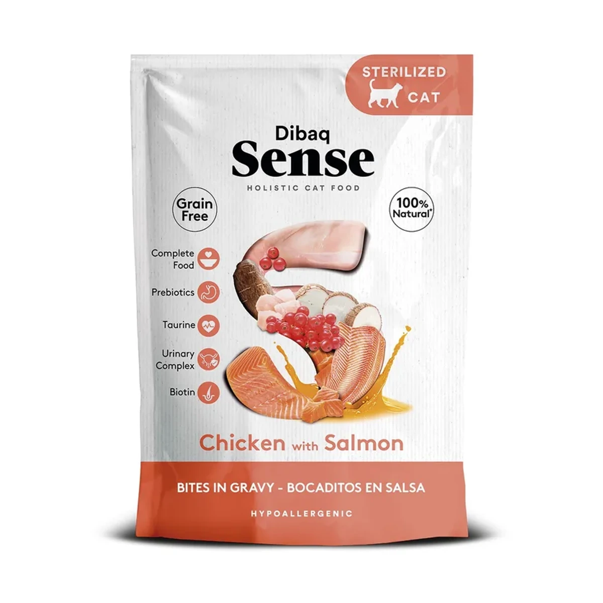 Sense Bocaditos en Salsa Cat Pollo y Salmon, 100 g, Dibaq