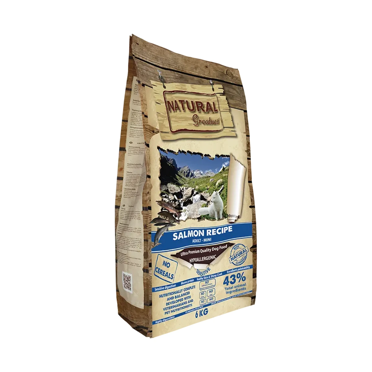 Receta Salmon Sensitive Mini (No Cereal), 6 kg, Natural Greatness