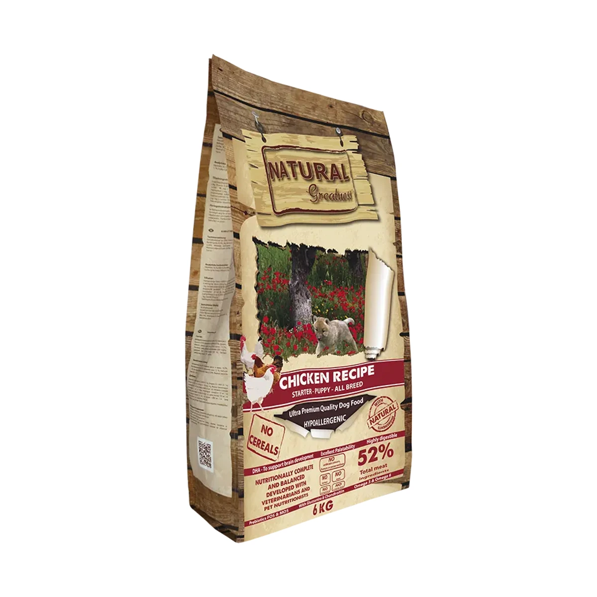 Receta Pollo "Starter-Puppy" (No Cereal), 6 kg, Natural Greatness