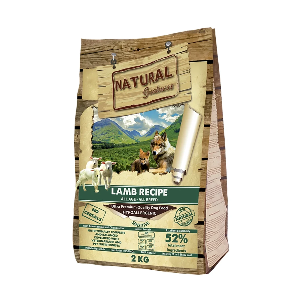 Receta Sensitive Cordero (No Cereal), 2 kg, Natural Greatness