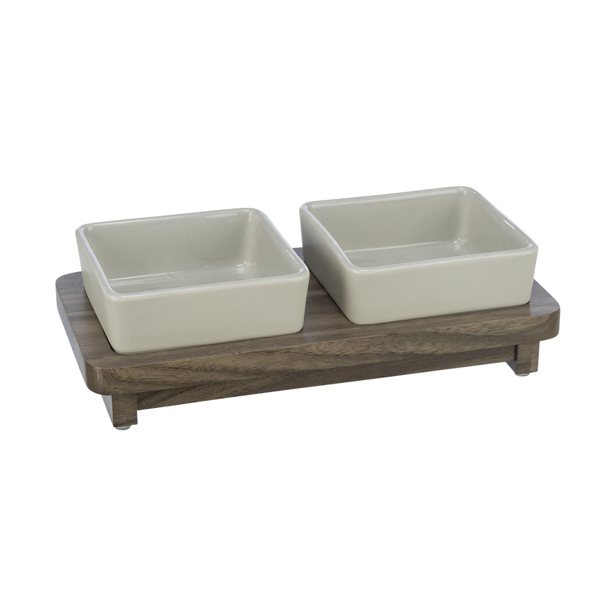 Set Comederos CityStyle, cerámica/MDF 2×0.4l/12×12