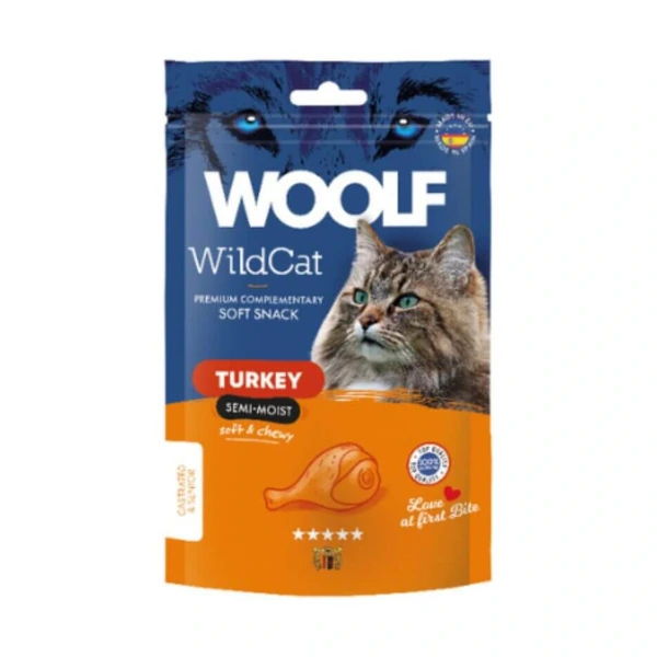 [00802277] Woolf Wild Cat Snack Semihúmedo Pavo 50 gr·