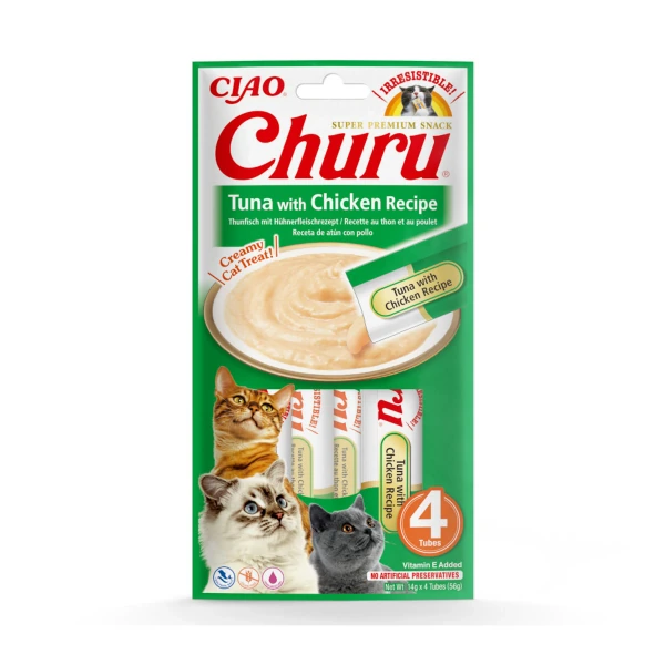Churu Tuna with Chicken recipe pack 4 tubos, churu