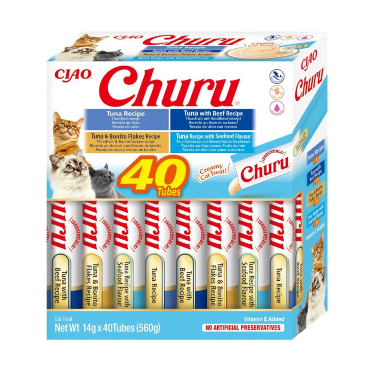 Churu caja de 40 tubos sabor Atun y varios