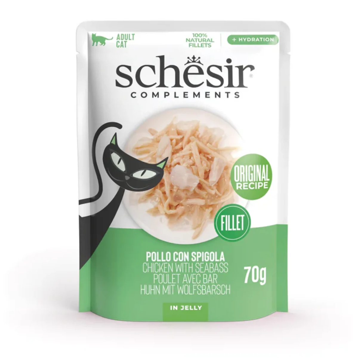 [00910090] Schesir Pouch Gato POLL CON LUBINA(20) 85gr·