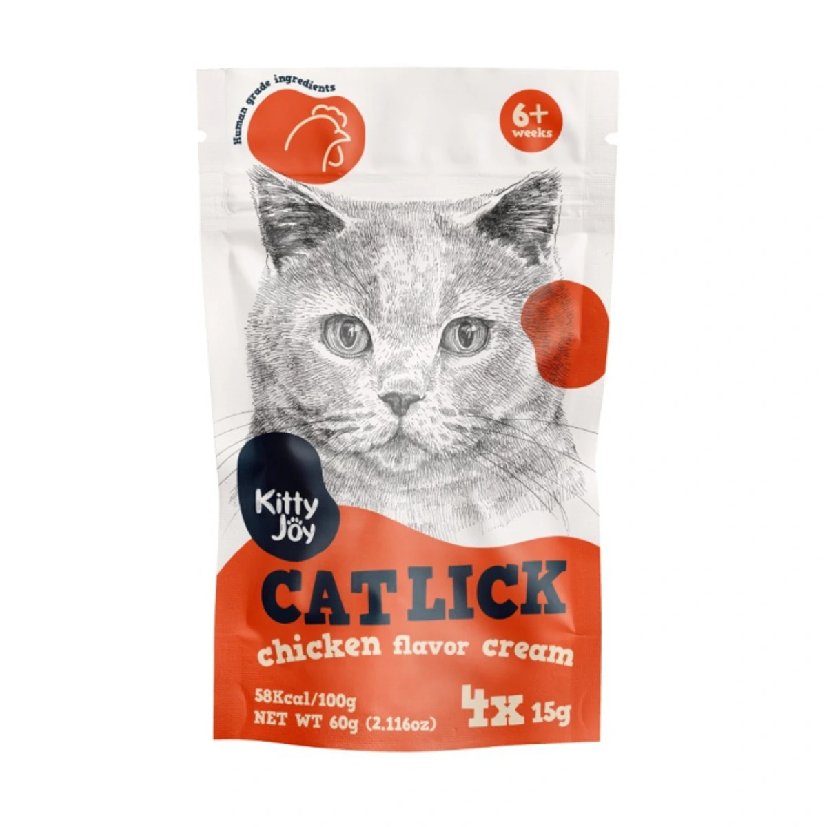 Kitty Joy Cat Lick Chicken cream 4 x, 4 x 15 g