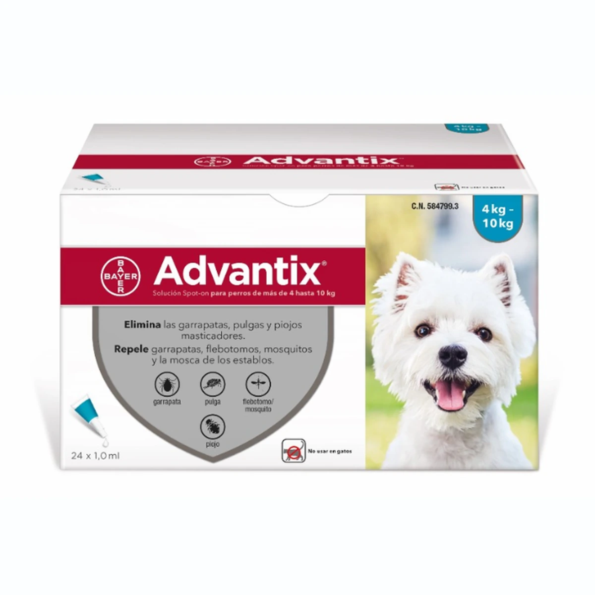 Advantix Caja 24 Und 1 Ml 4-10 Kg