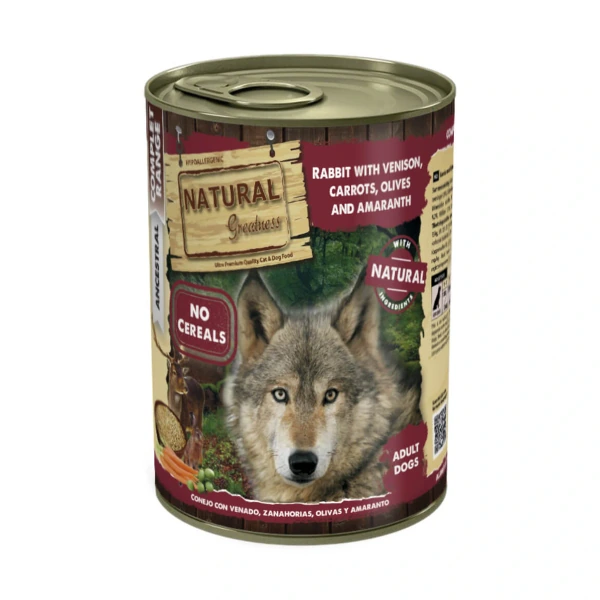 [00626167] Natural G Dog Conejo Venado,Zanahoria,aceitunas 400g·