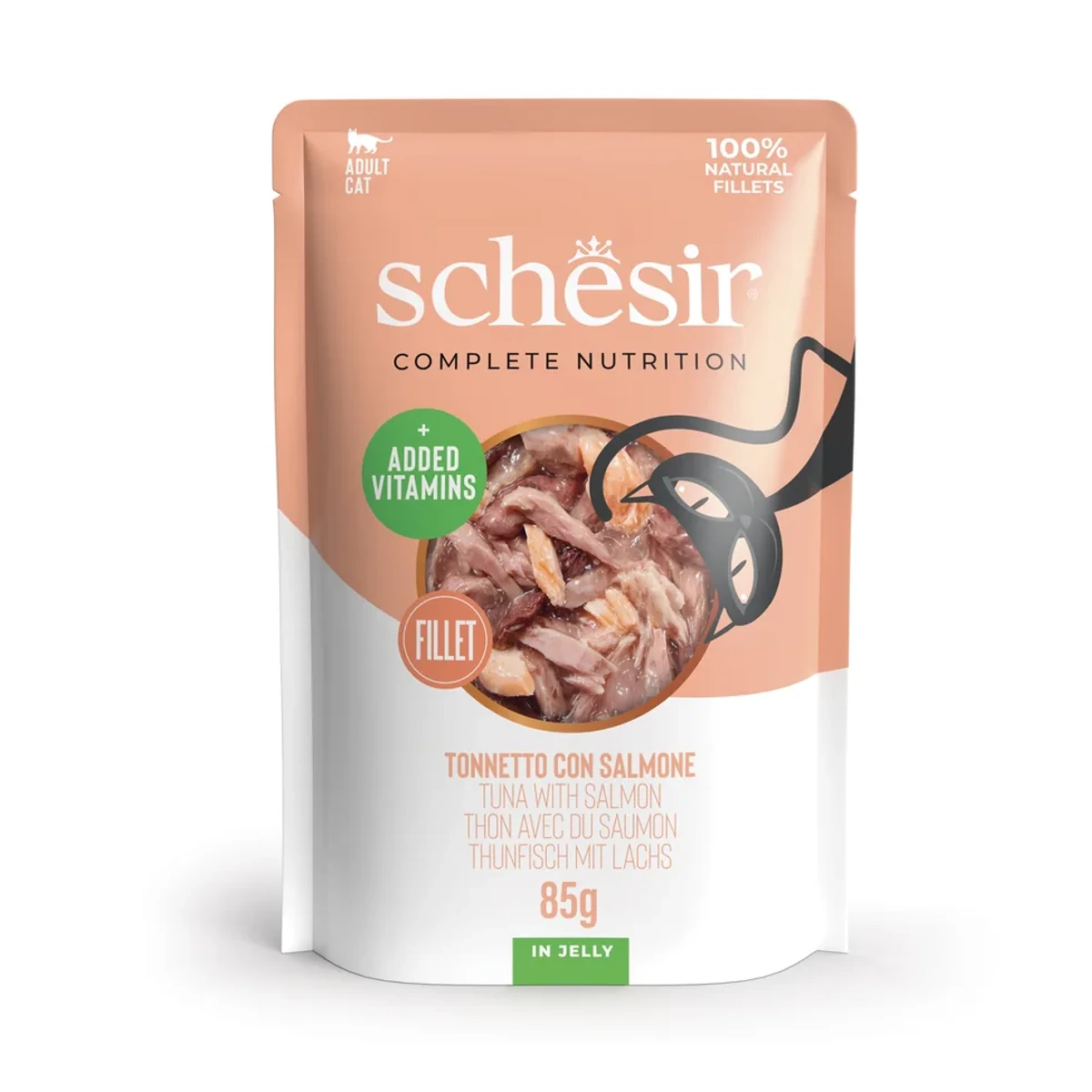 Pouch Gato ATÚN Con Salmon jelly, 85 g, Schesir